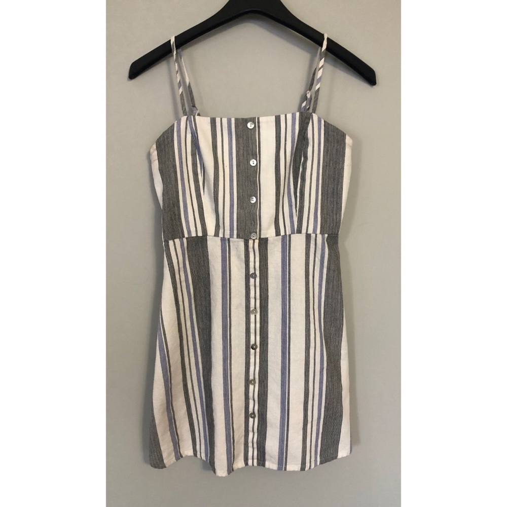 Striped Button Detail Mini Dress